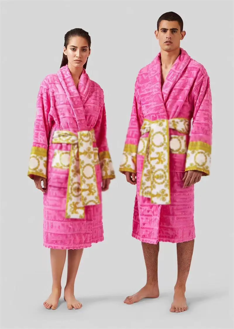 Versase Robe 8 Colors 100 Cotton Bath Robe For Women Designer Robe Top Quality Women Men Bath Robe European And American Style Supplies F M L XL XXL