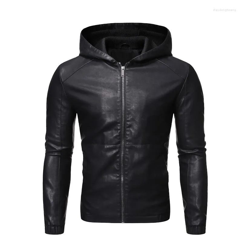 Giacche da uomo DYBZACQ Leather Men 2023 Spring Hooded Jacket Top coat da uomo Versione coreana Slim Fashion PU Abbigliamento