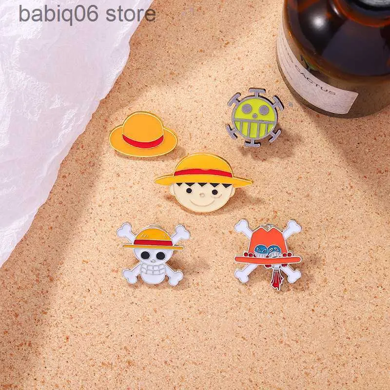 Pins Broschen Brosche Anime Hot Blood Metallabzeichen Gedenk nautische Cartoon Lufei Kleidung Zubehör Pins T230605