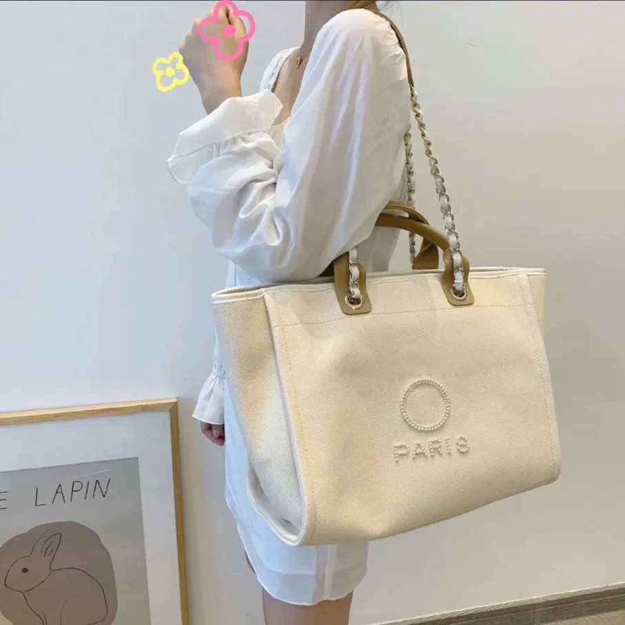 The Tote Bags Luxury Designer Bags Large Grand Shopping Tote Handbags Bolso 10A High Quality CC Pearls Canvas Cowboy Shoulder bags Women s Fashion