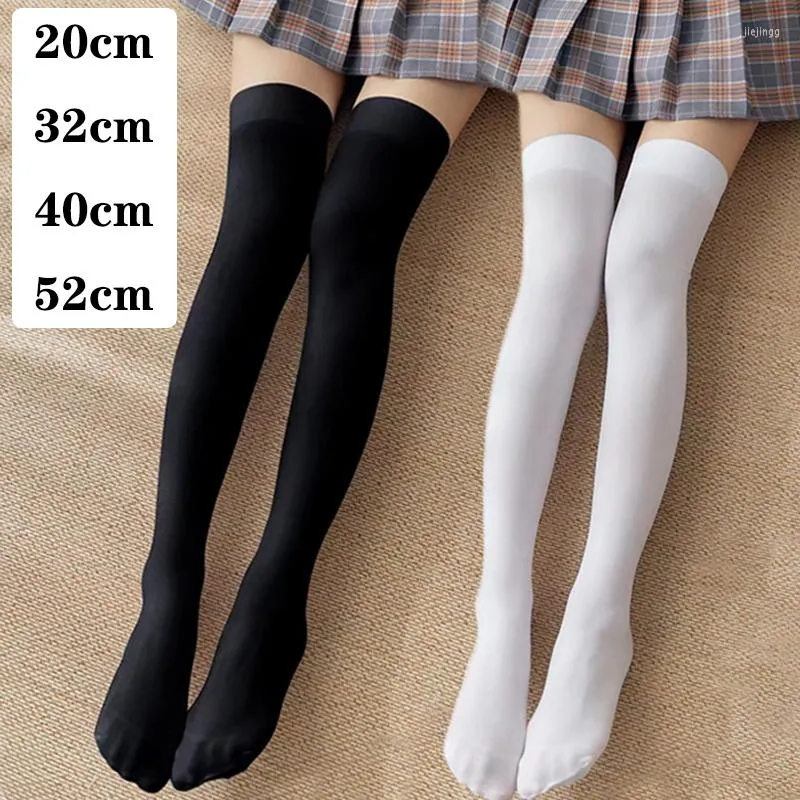 Women Socks Sexy Black White Striped Long Pantyhose JK Woman Velvet Lolita Solid High Over Knee Elastic Cosplay Thigh Stockings