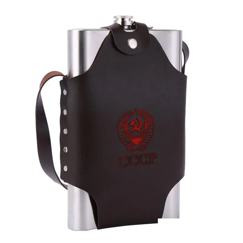 Hip Flasks Grande Capacité Flacon En Acier Inoxydable 64Oz Pot À Vin Avec Sac Portable Whisky Bole Boisson En Plein Air Ami Drop Delivery Accueil G Dhhz5