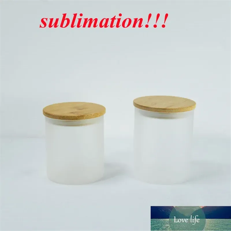 Copo de pote de vela de 6 onças para sublimação superior em branco com tampa de bambu pote de doces de vidro reto copo fosco para transferência de calor