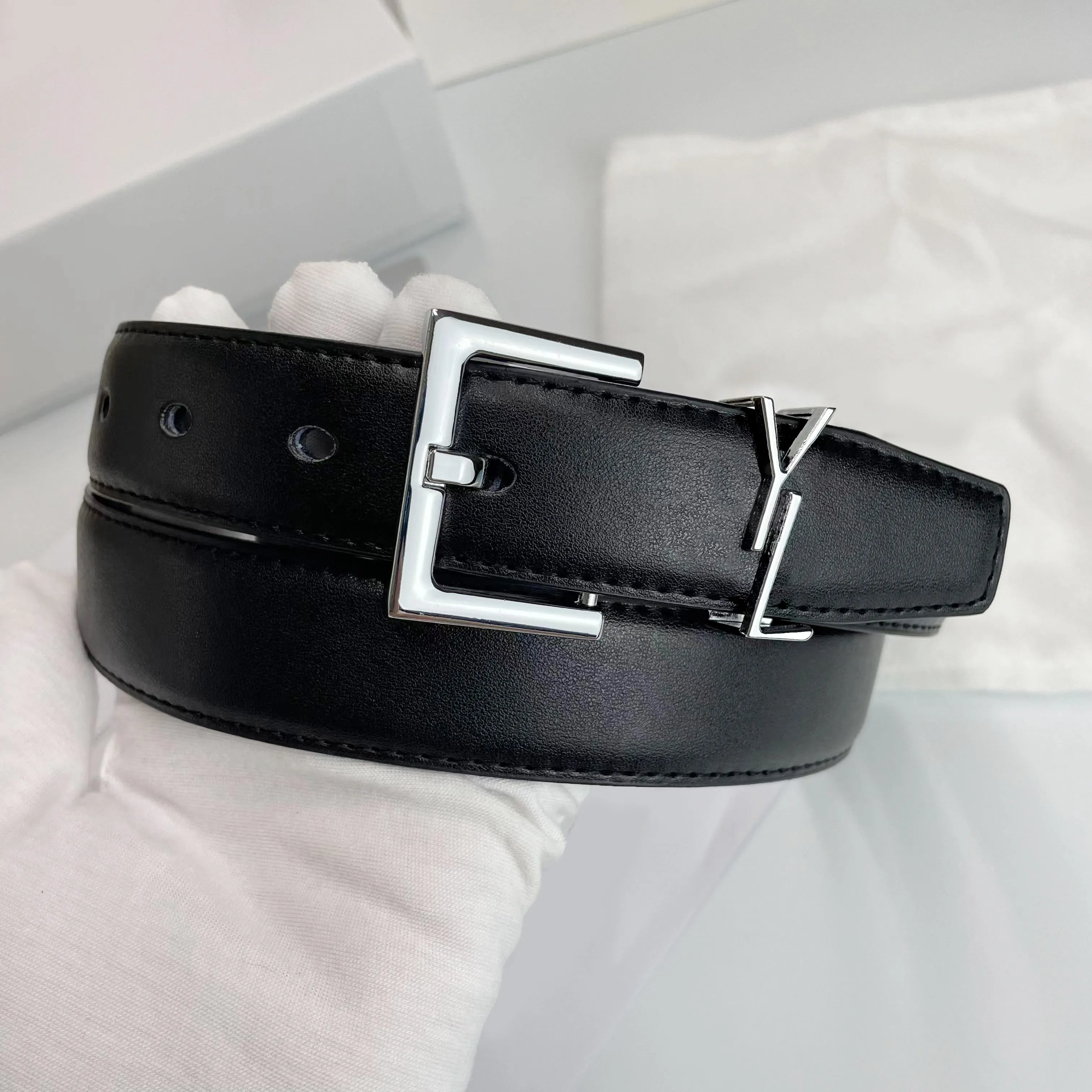 Belts Belt for Women Genuine Leather 3.0cm Width High Quality Men Designer Belts Y Buckle cnosme Womens Waistband Cintura Ceintures With box 1ess965
