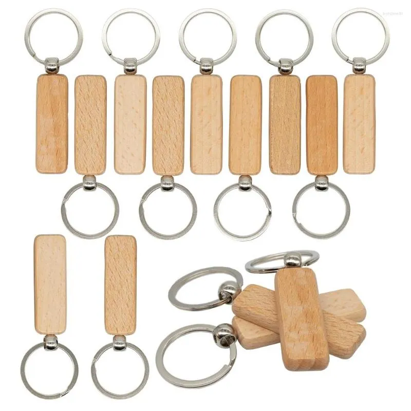 Crochets Bois Gravure Blancs Rectangle Vierge Porte-clés En Bois Pour Porte-clés Paquet De 20 (Largeur: 0,7 Pouce)