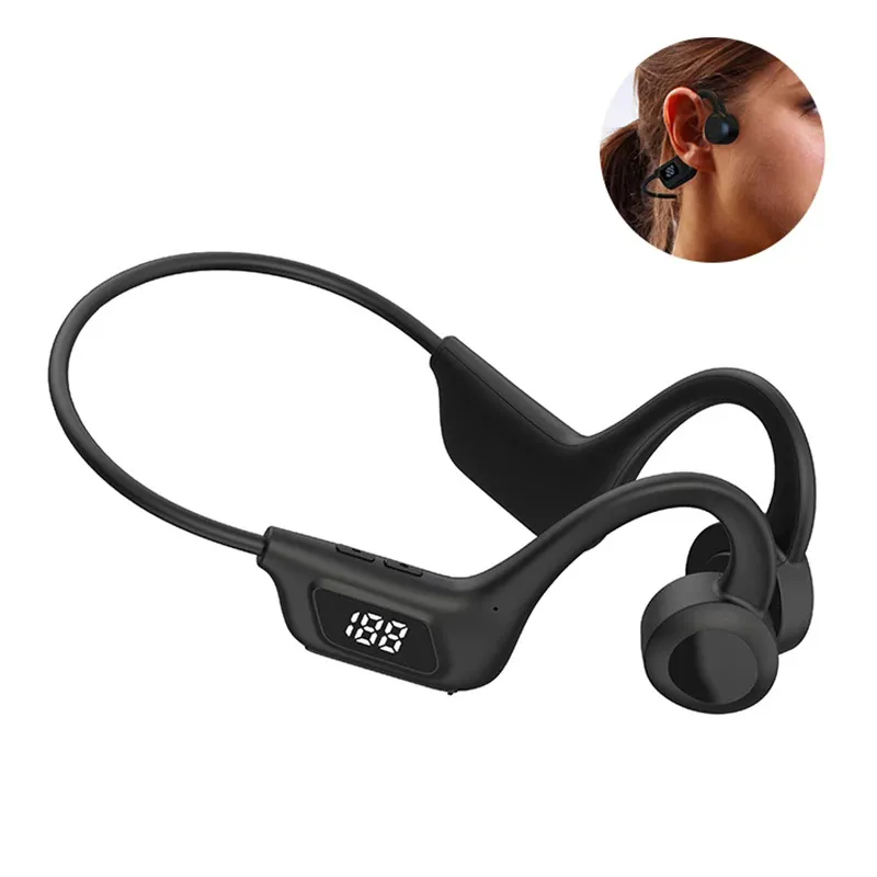 Auricolari Bluetooth wireless con aggancio all'orecchio Cuffie non in-ear Auricolari in esecuzione con schermo di visualizzazione dell'alimentazione Chiamata musicale Durata della batteria Supporto TF Card Auricolare