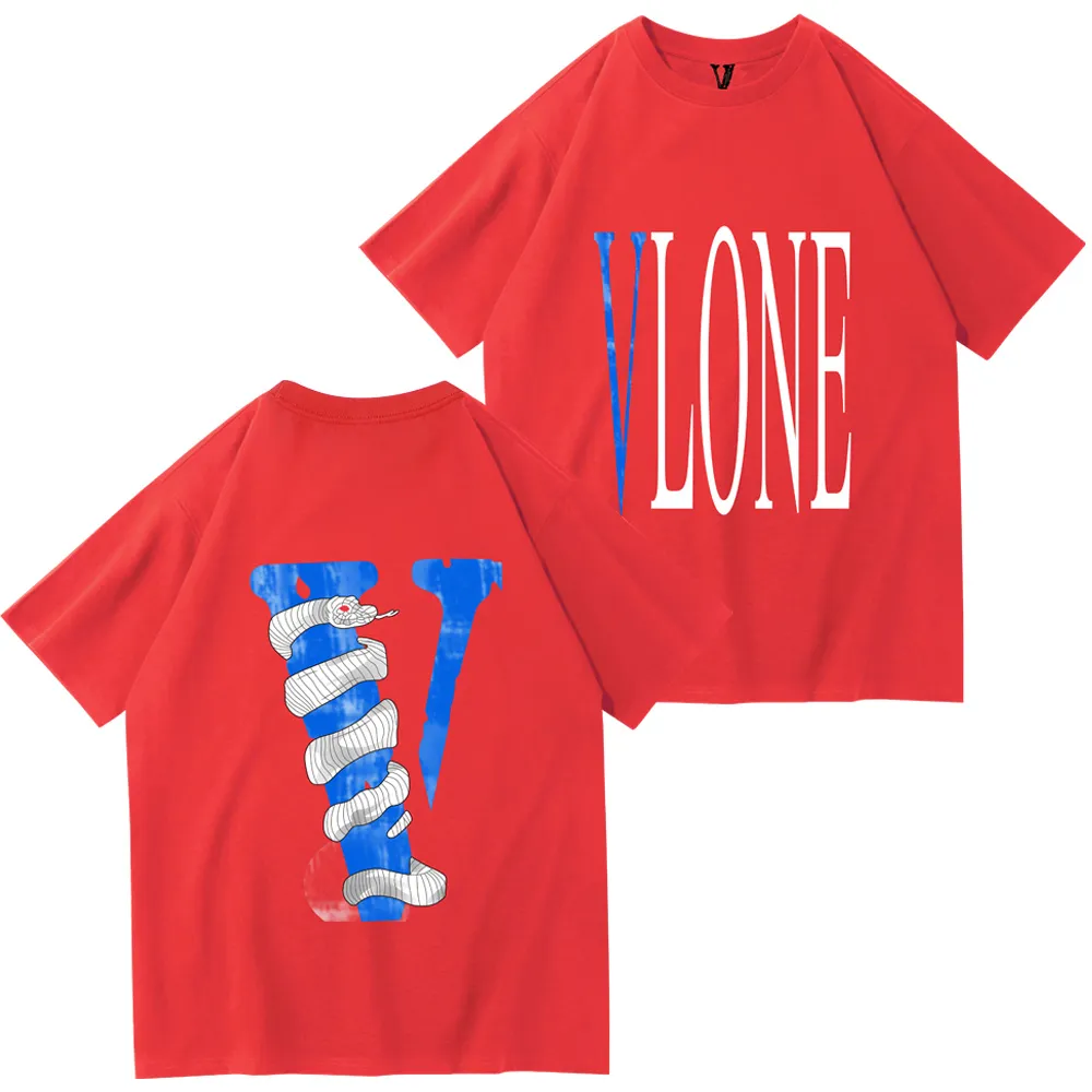 Date Mens Womens Designers t Shirts vlone Loose Tees Marques de mode Tops Homme Casual Vlones Shirt Luxurys Vêtements Polos Shorts Vêtements à manches Blanc Bleu ROSE rouge