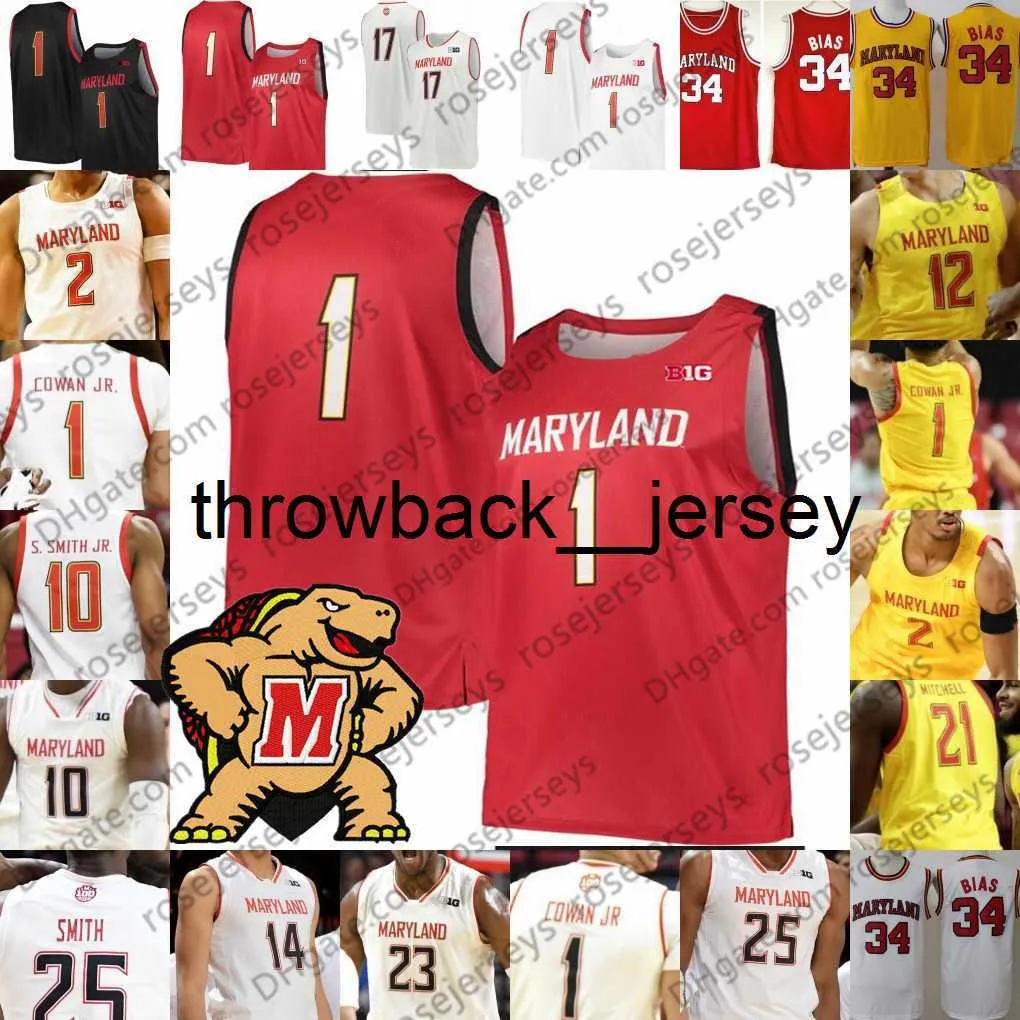 thr Custom Terrapins Terps # 4 Ricky Lindo Jr. 5 Eric Ayala 10 Serrel Smith 11 Darryl Morsell 21 Makhi Mitchell Makhel Basketball Jersey 4XL