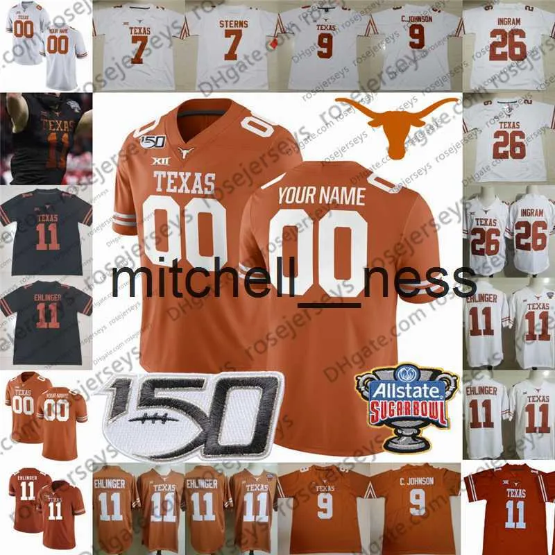Custom 2024 Texas Longhorns Football Jersey Featuring Earl Thomas III Colt McCoy Vince Young Earl Campbell and Ricky Williams