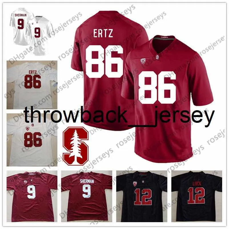 THR NCAA Stanford Cardinal #9 Richard Sherman 12 Andrew Luck 86 Zach Ertz 89 Doug Baldwin 16 Jim Plunkett Men Młodzież Kid Football Jersey