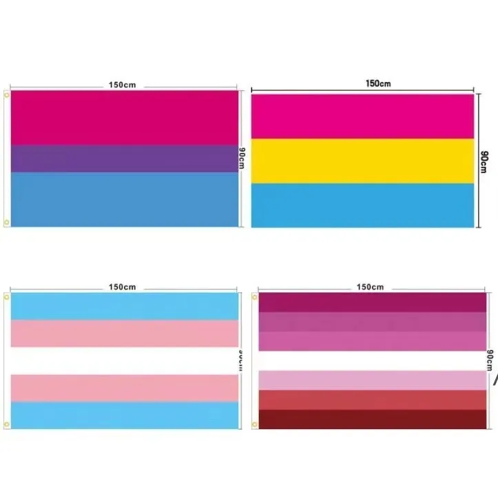 Banner da bandeira do arco-íris 3x5fts 90x150cm Orgulho LGBT Bandeira Trans Transgênero Lésbica Gay Bissexual Pansexual Pronto QH33