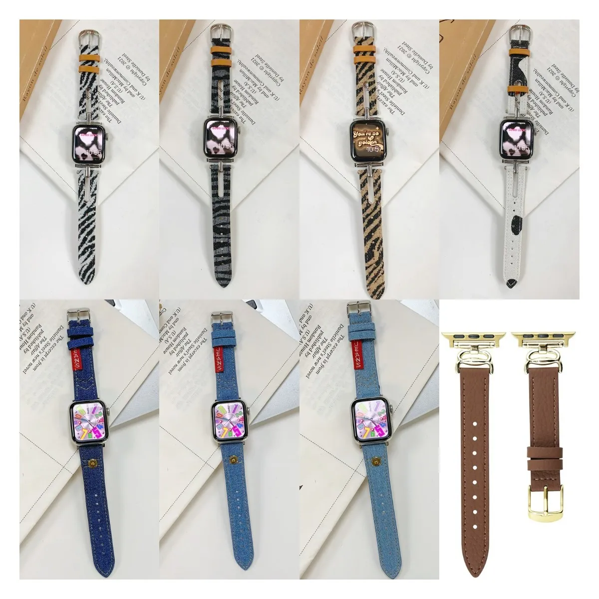 Hollow Cloth Apple Watch Series 8/7/6/5/4/3/2/1 SE 38mm 40mm 41mm Slim Luxury Replacement Strap Wristbands For IWatch Band 42mm 44mm 45mm 49mm Women
