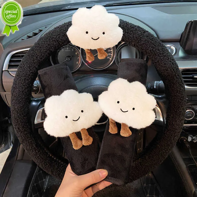 Neue Niedliche Cartoon Wolke Universal Auto Lenkradabdeckung Mit Weichem  Plüsch, Auto Sicherheitsgurt Abdeckungsset, Imitiert Lammwolle, Auto Räder  Hüllen Von 16,79 €