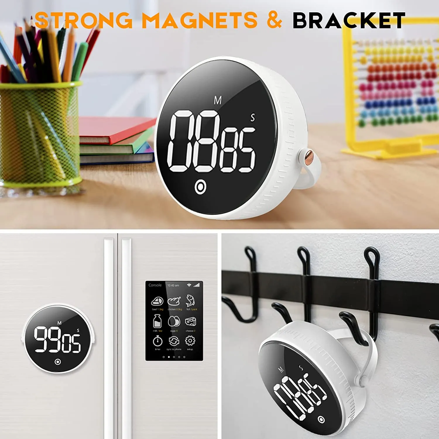 Magnetic Timer Countdown Stopwatch Manual Rotation Counter Work Sport Study Alarm Clock LED Digital Kitchen Cooking Timer