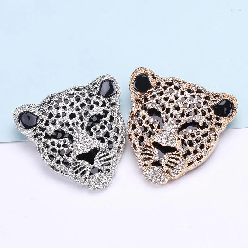 Brooches MITTO DESIGNED FASHION JEWELRIES AND ACCESSORIES BLACK ENAMEL RHINESTONES PAVED LEOPARD HEAD HIGH-GRADE DRESS BROOCH