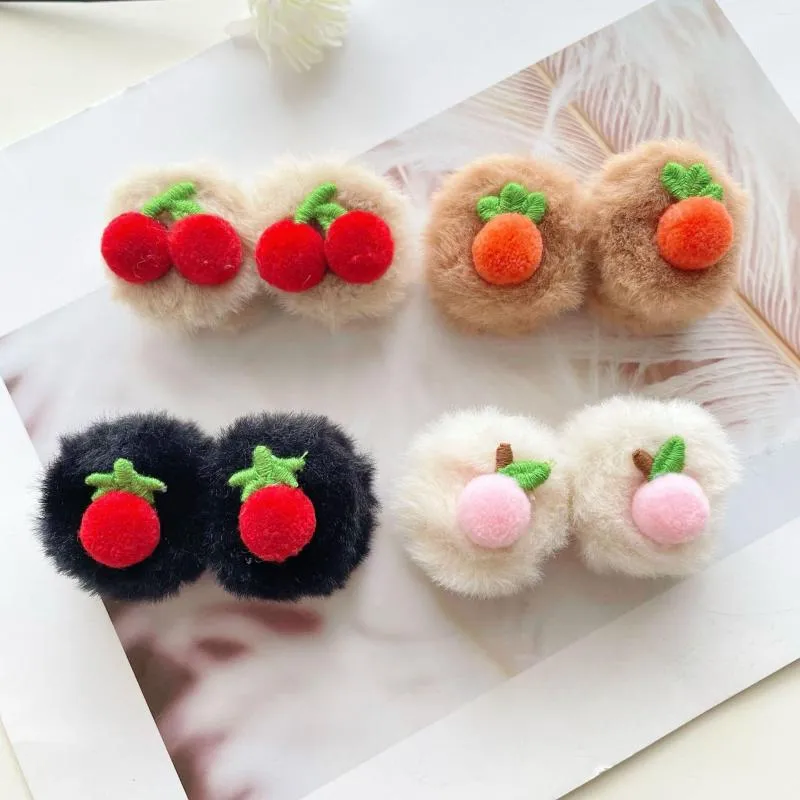 Haaraccessoires Leuke fruitclip voor kinderen Pluche Kers Haarspelden Herfst en winter Dames Banger