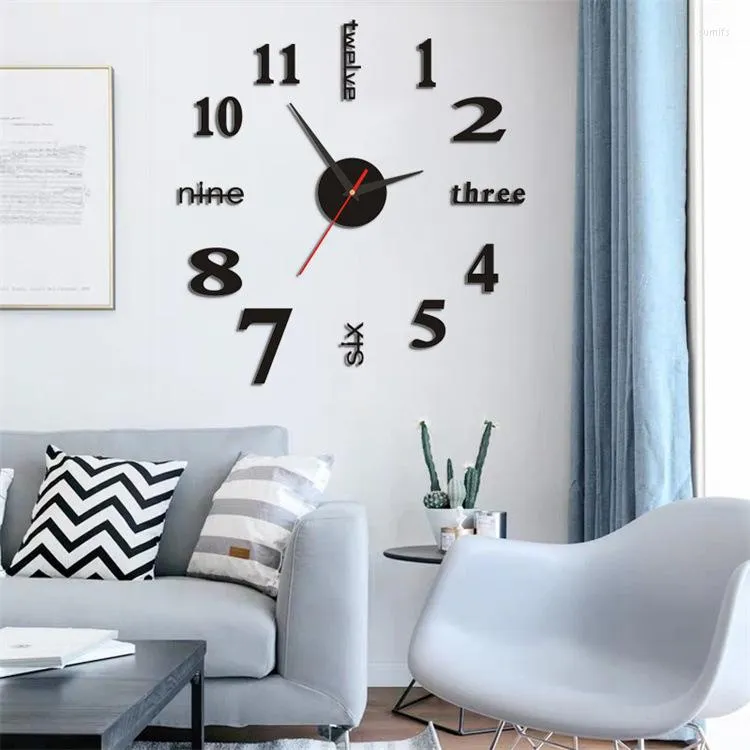 Wanduhren Grenzüberschreitende kreative einfache stille Uhr DIY Wohnzimmer Schlafzimmer dekorative Acryl digitale Aufkleber