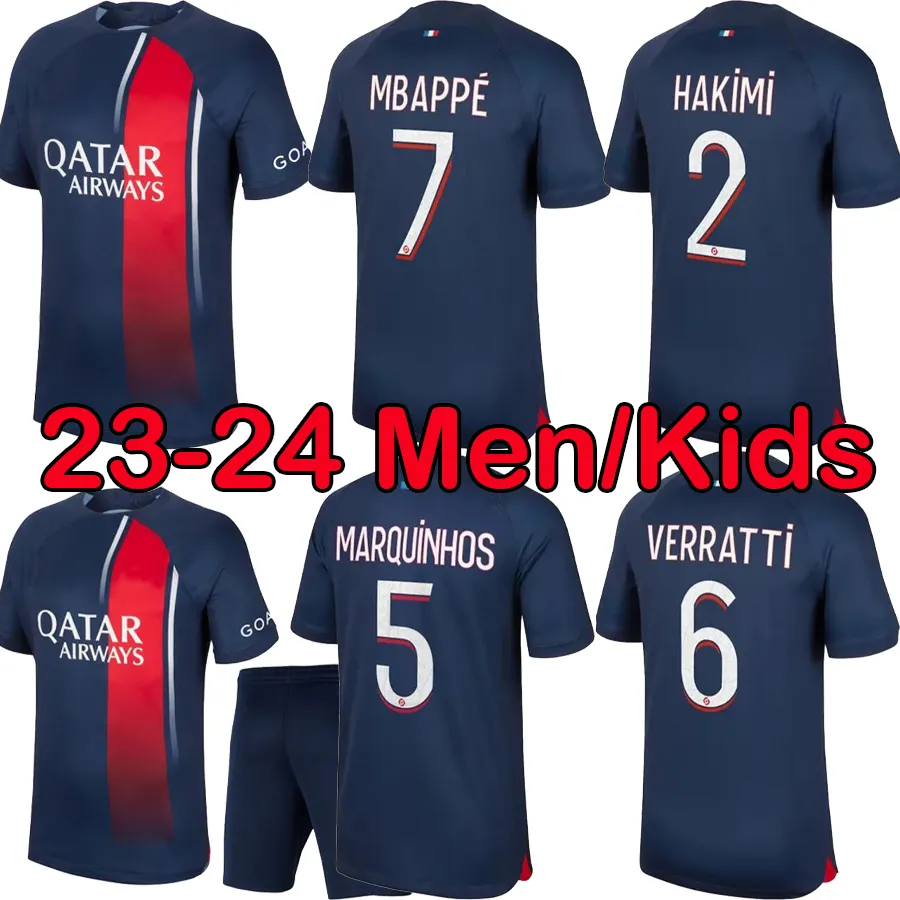 2023 2024 MBAPPE Fußballtrikots RAMOS VERRATTI DANILO PSGS SANCHES Männer Kinder 23 24 Maillots Fußballtrikot