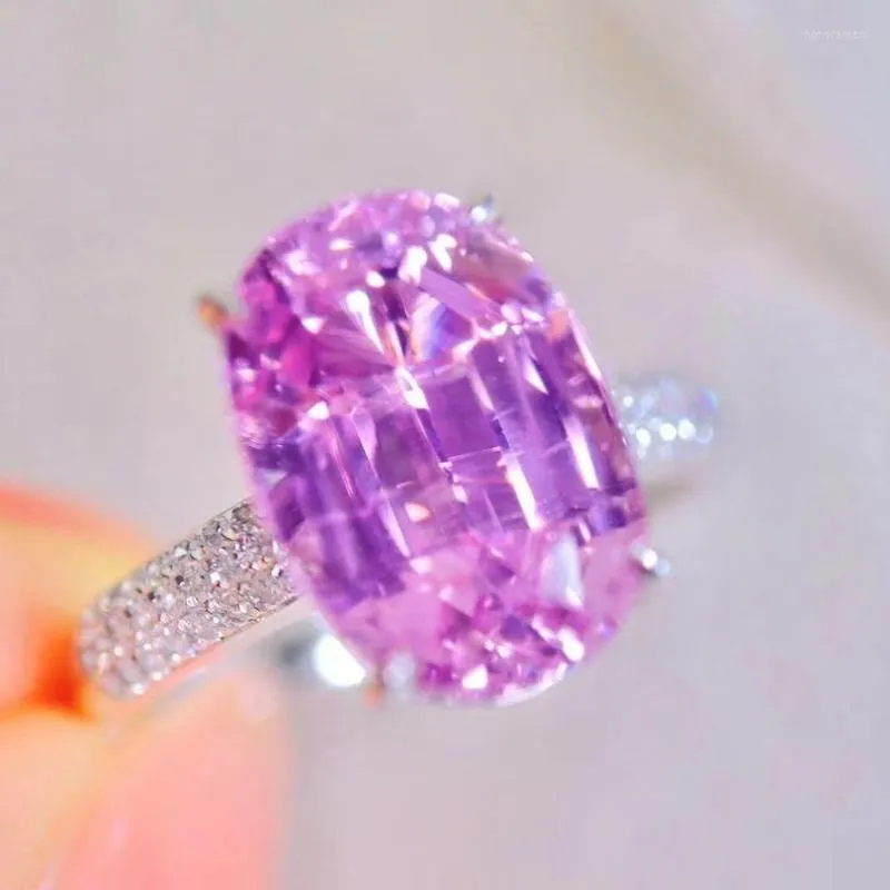 Кластерные кольца lr kunzite 5,8ct тонкие украшения твердые ювелирные изделия Solid 18k Gold Nature Clean 18ct Gemstones Diamonds Женщины для женщин кольцо