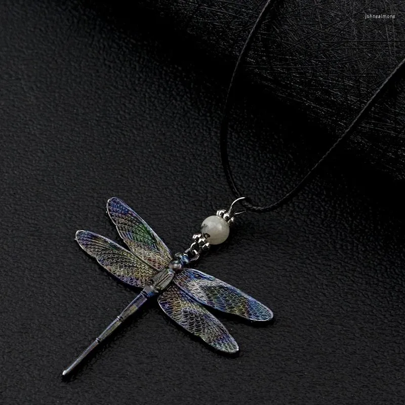 Hänge halsband Crystal Dragonfly Ribbon Casual Necklace Elegant Charm Alloy Silver Color Wedding Birthday Party Jewelry