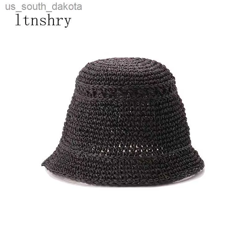 new Fashion Lady Str Hat Women Summer Sun Visor Sun cap Panama Boater Floppy Bucket Cap Female Woman Bucket hat Str Beach L230523