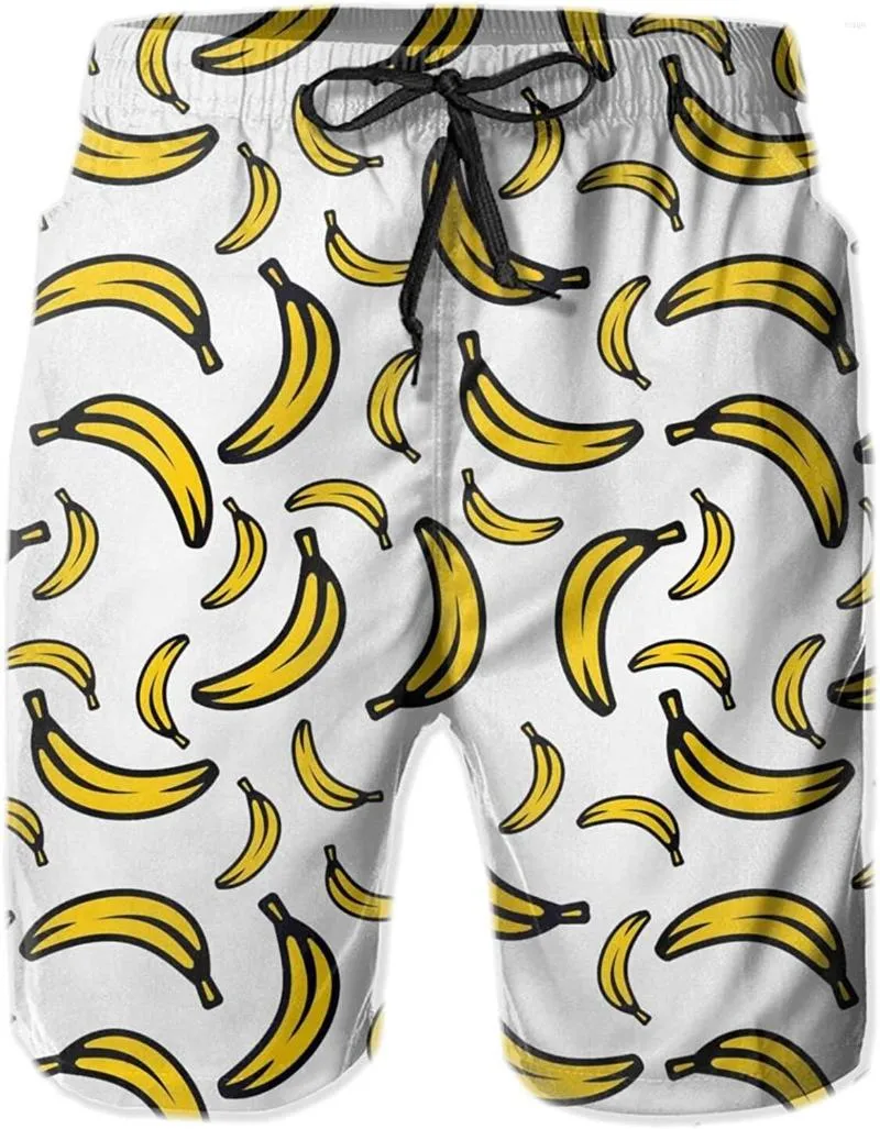 Herren-Shorts, Bananen-Motiv, für Herren, schnell trocknend, Sommer-Strandhose, Badebekleidung, Hawaii-Badeanzüge mit Taschen