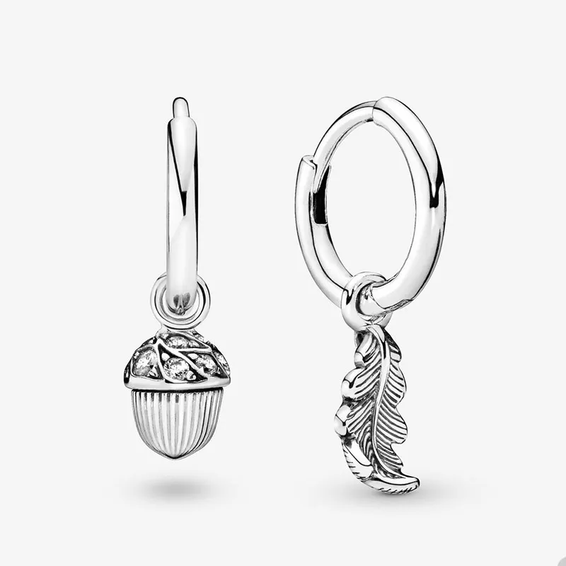 Glands et Feuilles Pendentif Boucles d'Oreilles pour Pandora Authentique Argent Sterling Partie Boucles d'Oreilles Designer Bijoux Pour Femmes Boucle D'oreille De Mariage avec Boîte D'origine