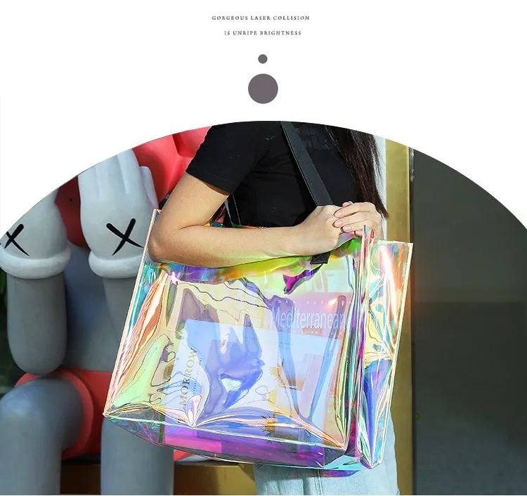 PVC Swimming Bag Phantom Radium Shooting Handbag Plastic Transparent Jelly Makeup Bag Transparent PVC Storage Bags