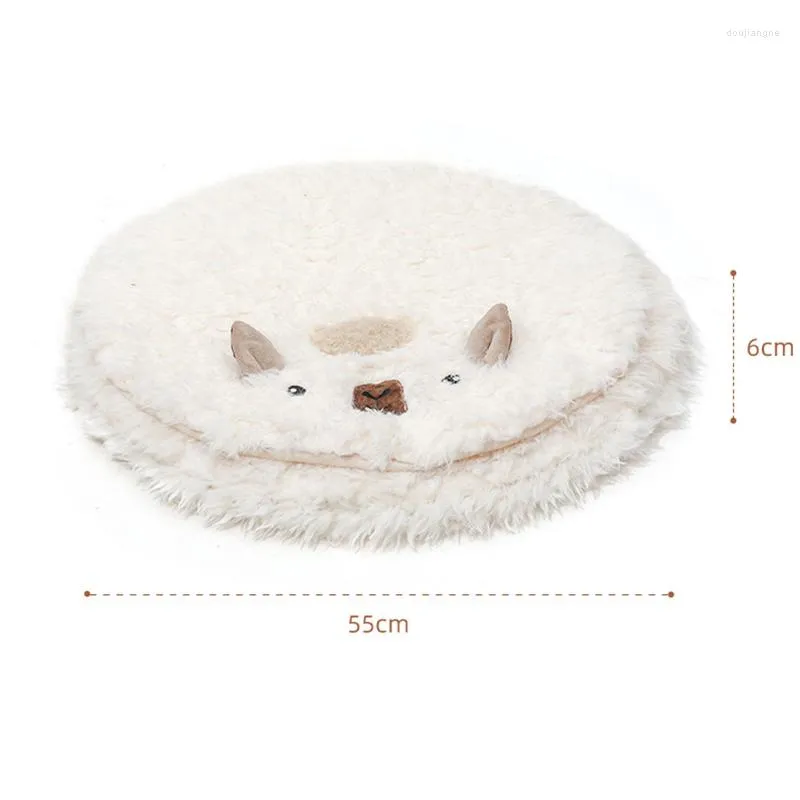 Cat Beds Alpaca Animal Look Shape Winter Warm Soft Dorayaki Indoor Pets Nest Plush Mat For Cats Dogs Kitten Puppy Super Cute Round