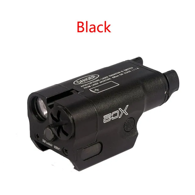 XC2 Laser Light Compact Pistol Flashlight With Red Dot Laser Tactical LED MINI White Light 200 Lumens Airsoft Flashlight-Blakc