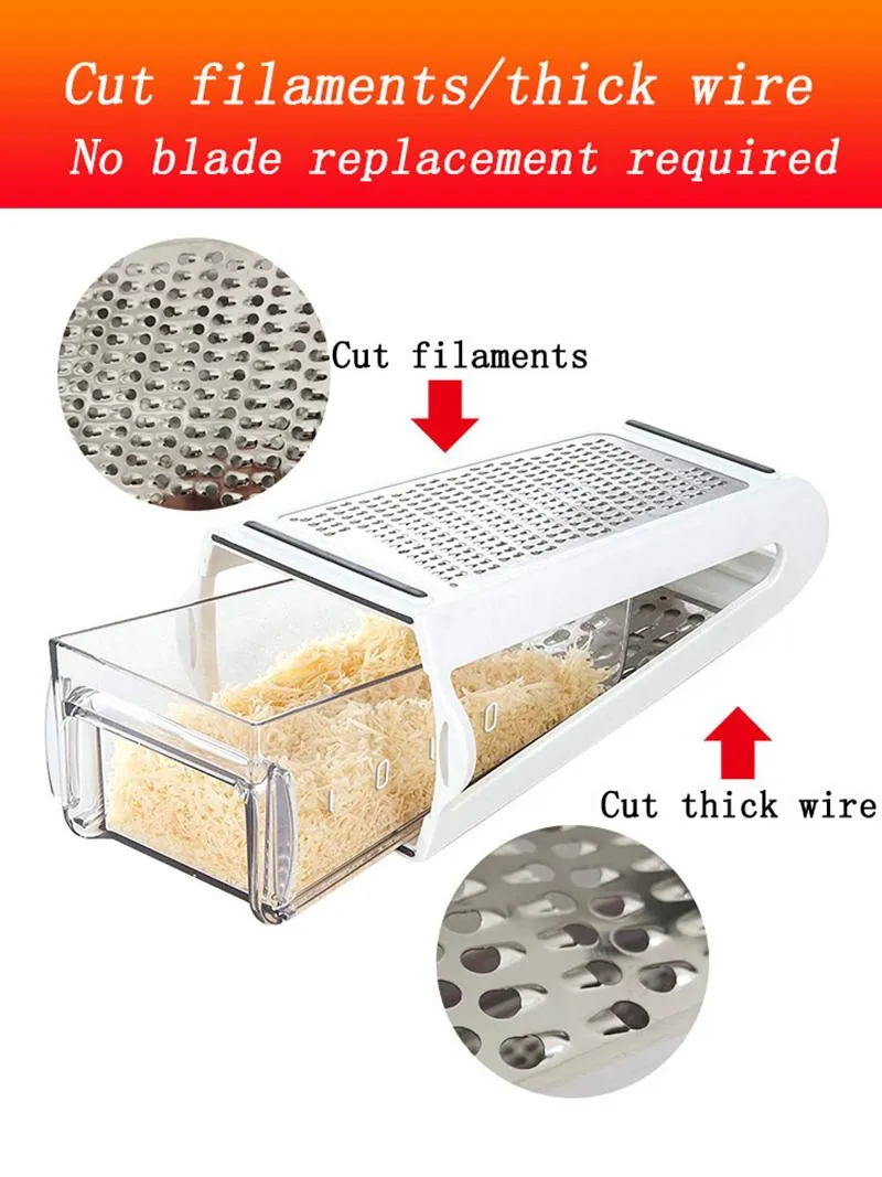 Processeurs Dougnes doubles avec panier de rangement Fromage Végétable Carrot Conteneur Conteneur Cuisine Ustensiles en acier inoxydable