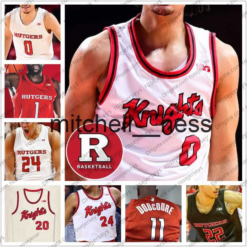 Mit8 Custom Rutgers Scarlet Knights 2020 Baloncesto 0 Geo Baker 24 Ron Harper Jr. 1 Akwasi Yeboah 15 Myles Johnson HOMBRE JUVENIL NIÑO 4XL