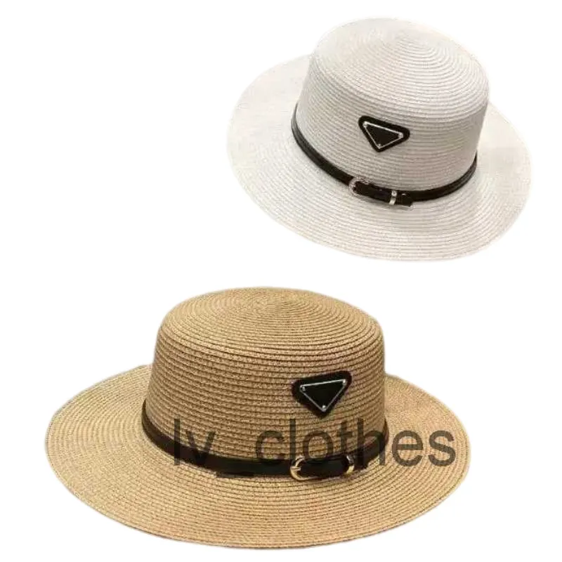 2023Pra Da Sombrero de paja de diseñador para mujer Sombrero de copa plana Moda para mujer Sombrero de sol de verano plegable y esponjoso UPF 50 Sombrero de diseñador de ala ancha protectora Cappello