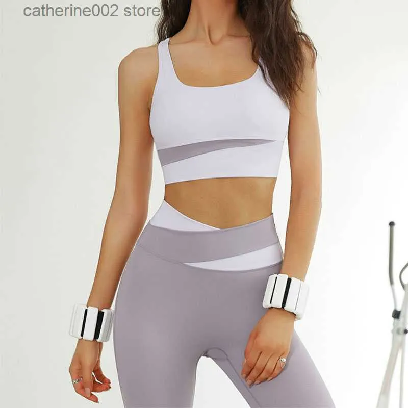 Womens Tracksuits Splicing Seamless Set Gym Clothing Workout