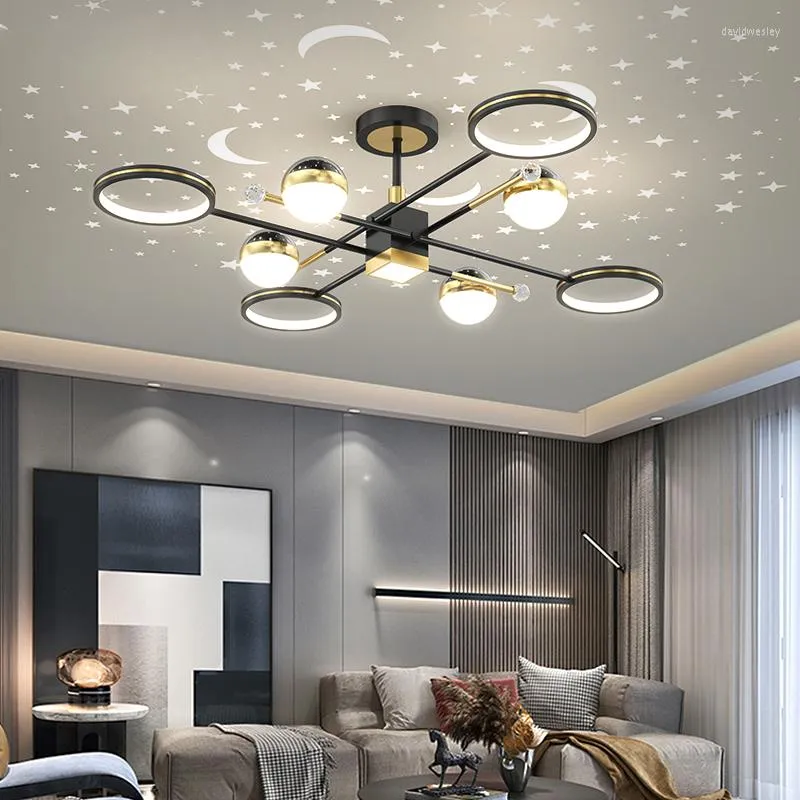 Kroonluchters leidden Noordse luxe sterrenprojectie kroonluchter verlichting voor woonkamer slaapkamer appartement creatieve woning decoratieve lampen