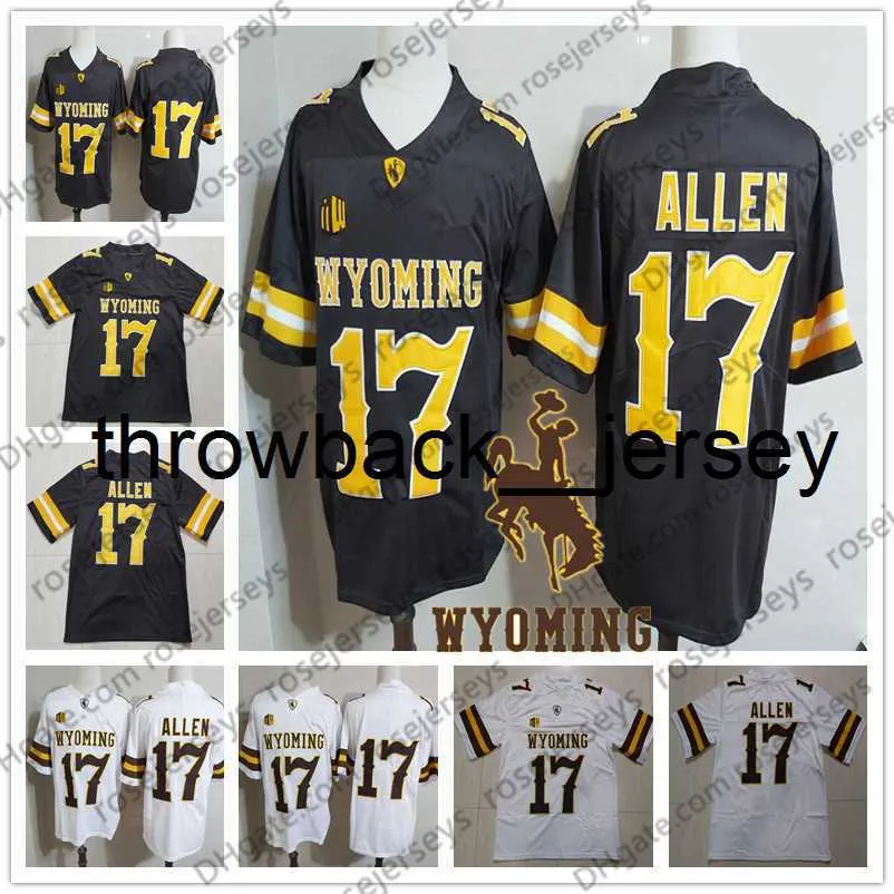 Tthr NCAA Wyoming Cowboys # 17 Josh Allen Brown White Jersey Coffee Cheap College Football Stitcehd No Name Uomo Youth Kid Donna Adulto S-3XL