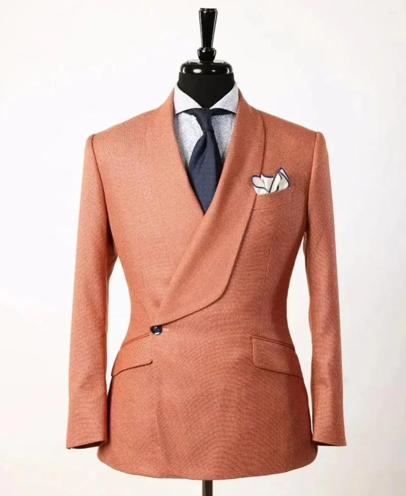 Męskie garnitury jeden przycisk 2 sztuki dla mężczyzn Orange Wedding 2023 Formalne niestandardowe Tuxedo Grooms Homme Gentleman Business Busines