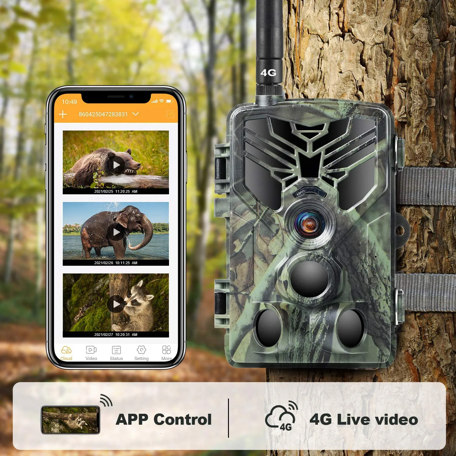 Hunting Cameras 4K Live Broadcast APP Control Trail Camera FREE Cloud Service Wildlife 4G 30MP Wireless Night Vision HC810PRO 230603