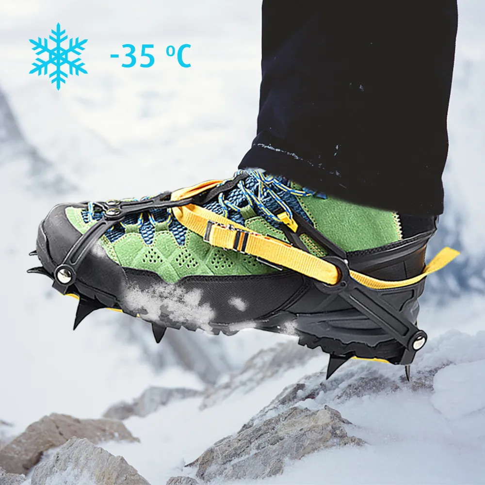 10 Teeth Mountaineering Boots With Crampons With Traction Cleats