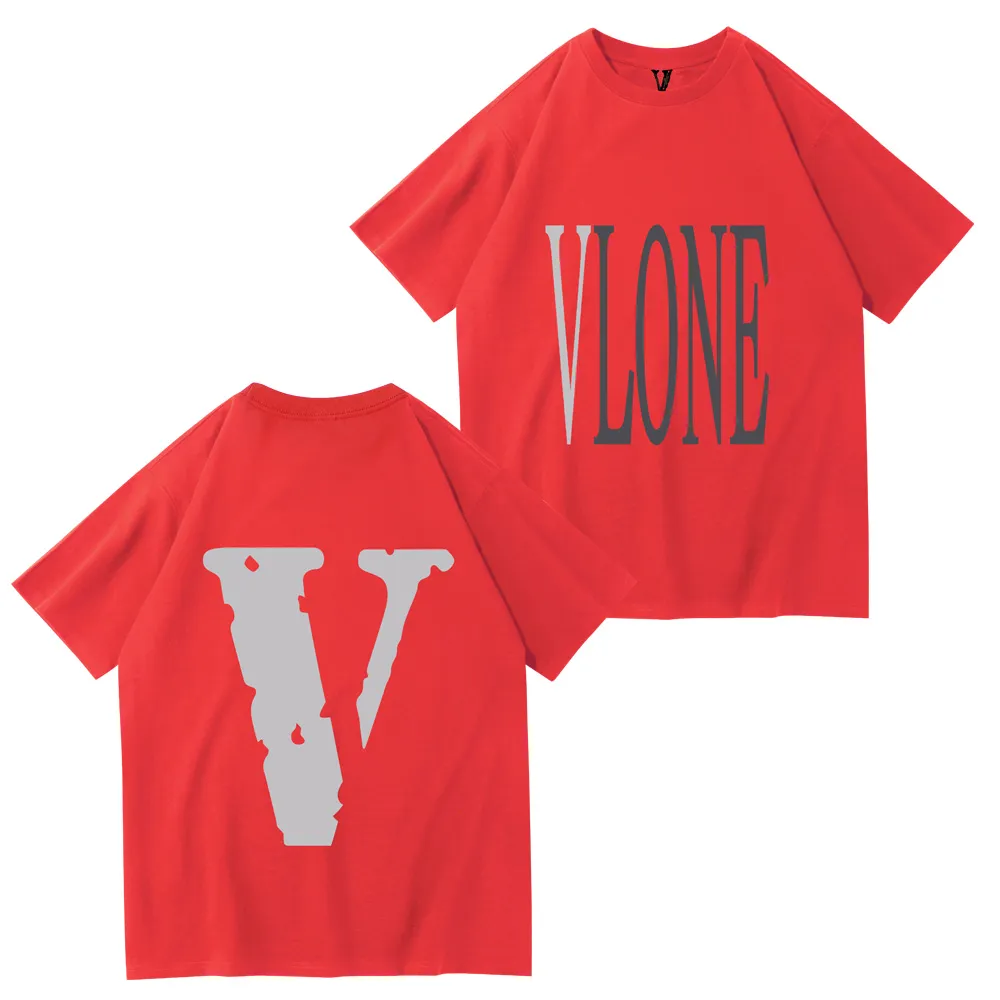 Vloneブランド印刷されたTシャツメンズTシャツ男性と女性OネックカジュアルTシャツシンプルなヒップホップコットンプルオーバーラウンドネックTシャツのクラシックファッショントレンドDT110