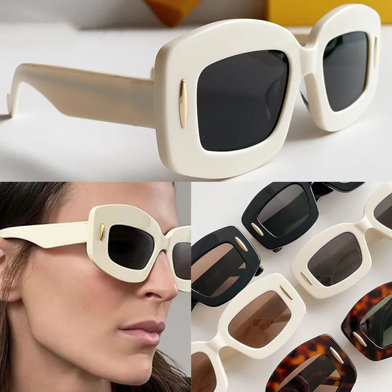 Womens Party Screen Sunglasses LW40105U Colour Ivory acetate Rectangular frame Designer sunglasses Ladies Screen Eyeglasses Schermo Occhiali da sole with case