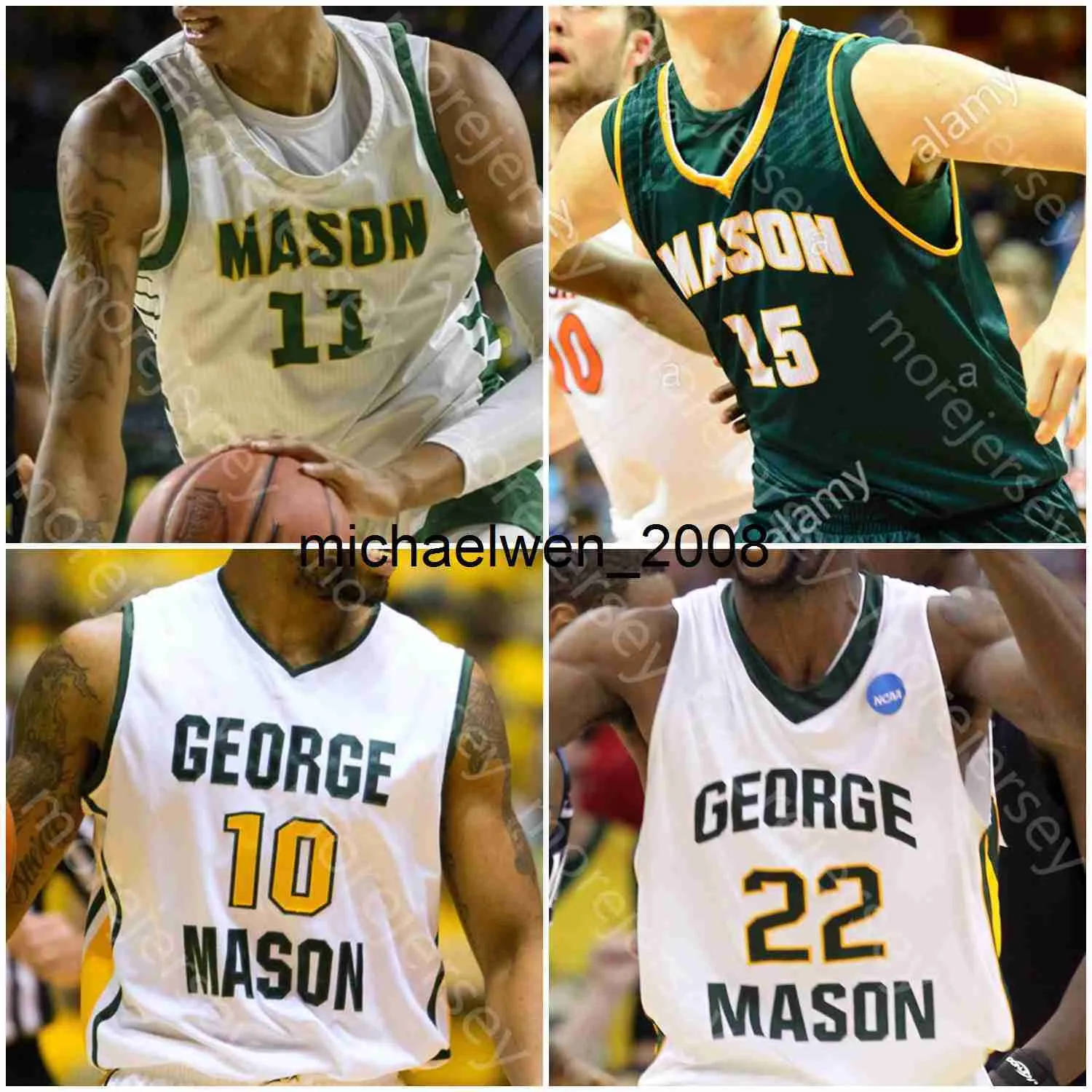 MI08カスタムジョージメイソンバスケットボールジャージーNCAAカレッジJamal Hartwell II Javon Greene Miller Wilson Johnson Josh Oduro