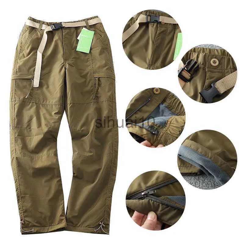 Kadın pantolon capris Almanya rüzgar geçirmez su geçirmez peluş yumuşak kabuk pantolon açık erkek düz çok çanta tulum kamp avcılık ekipmanları pantolon j230605