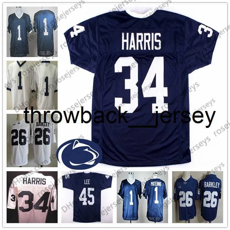 thr NCAA Penn State Nittany Lions #34 Franco Harris 45 Sean Lee 89 Dave Robinson 1 Joe Paterno 11 NaVorro Bowman Vintage Football Jersey