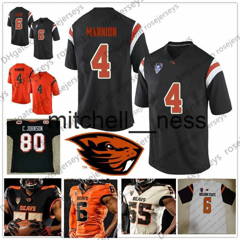 MIT8 NCAA OREGON STATE BEAVERS #80 CHAD JOHNSON 85 Ochocinco 4 Sean Mannion 7 Brandin Cooks Black White Orange Ocho Cinco Pensionerad fotbollströja