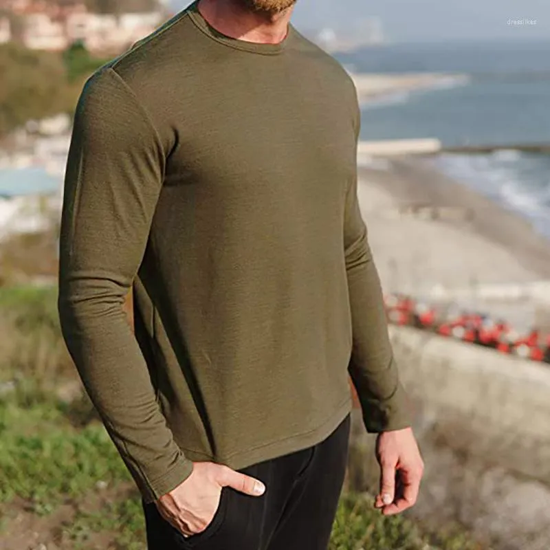 Men's T Shirts Merino Wool Base Layer Men Shirt Underwear Top Thermal Warm Wicking Breathable Anti-Odor