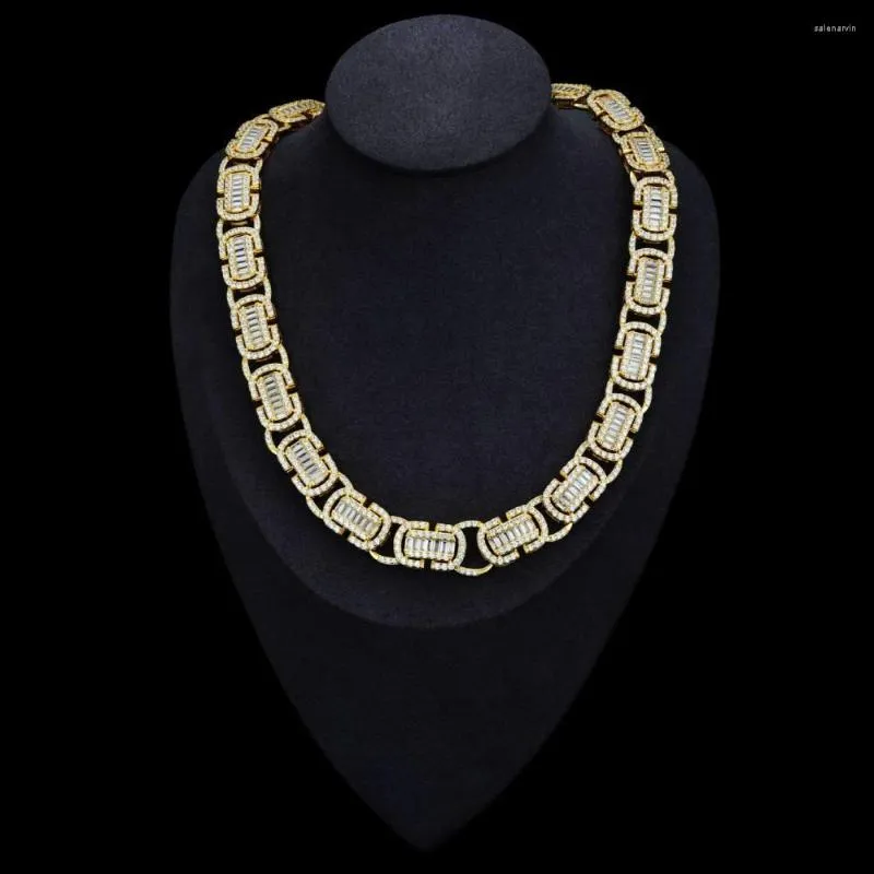 Chains Genuine Real Jewels Hip-hop Niche Gold With Full Diamond Sterling Silver Plated 15mm Oxhorn Chain Necklace For