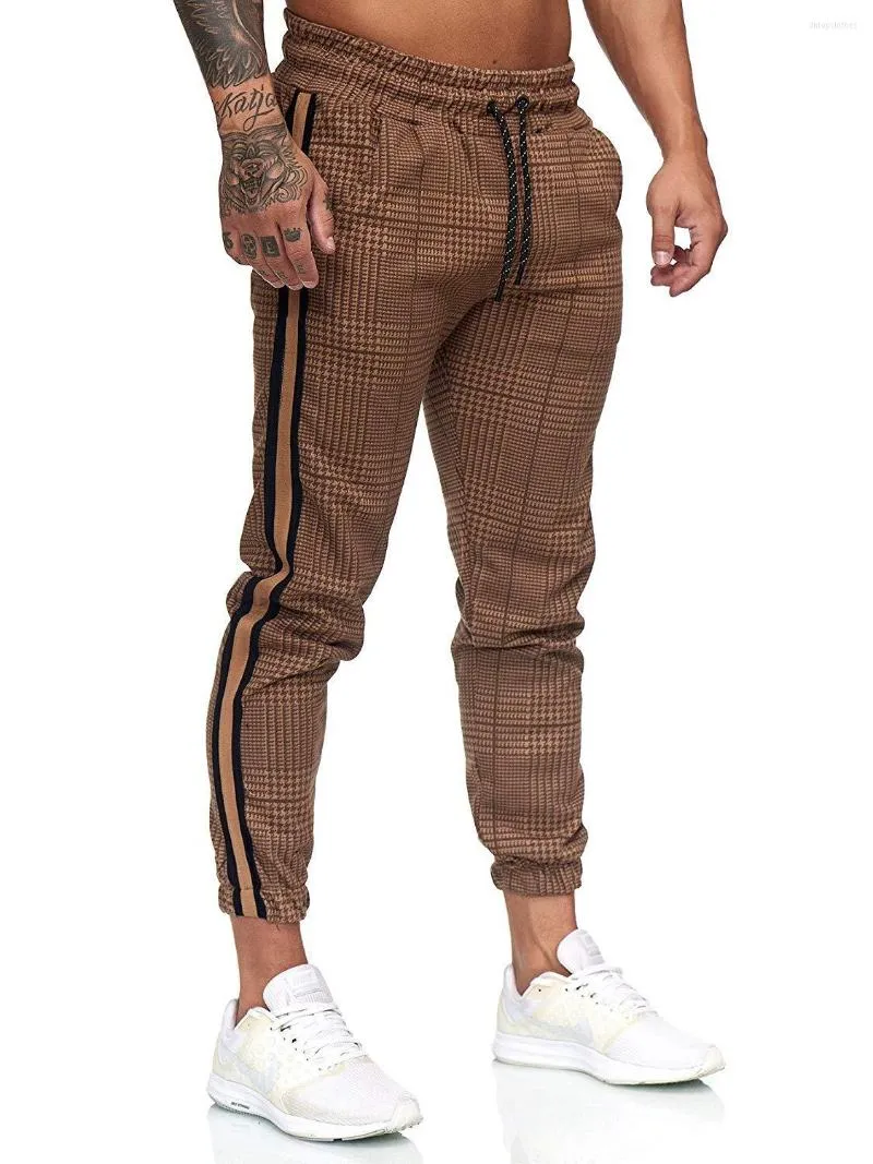 Pantaloni da uomo a righe a matita allentati 2023 da uomo casual slim fit scozzese laterale skinny jogger di alta qualità