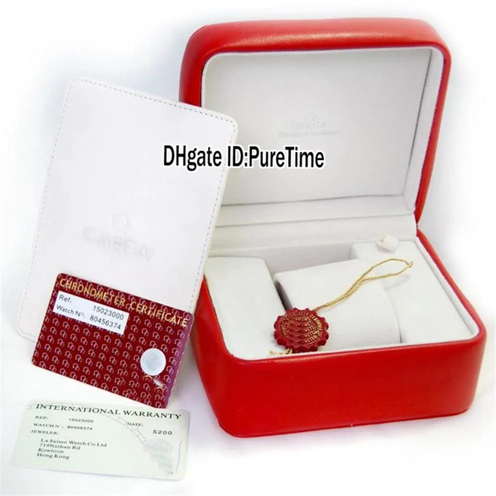 Hight Quality Red Leather Watch Box 전체 남성 여성 시계 원래 상자 인증서 카드 선물 종이 가방 P260S Ombox Square