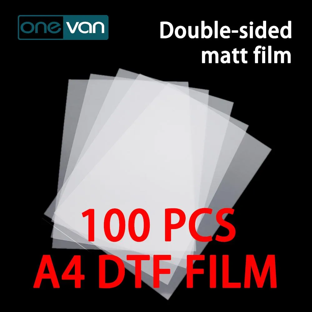 Papper 100 bitar av A4 PET Filmstorlek 21x29.7 cm DoBLESIDED MATTIL FILM FÖR DTF -bläcktryck Transfer Tshirt kläder